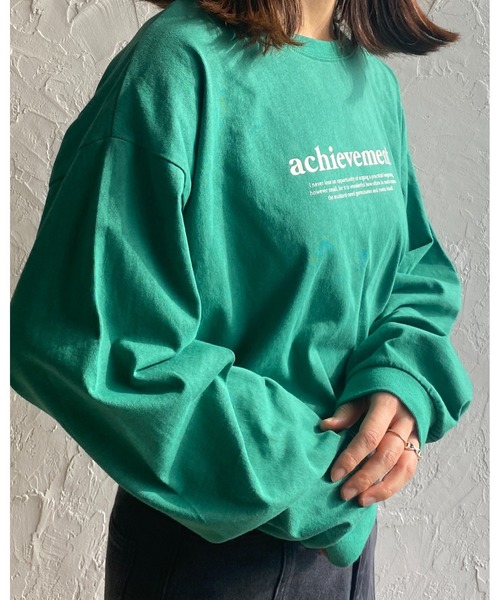 She's Closet(シーズクローゼット)の「ビッグシルエット長袖プルオーバーシンプルロゴロンT(Tシャツ/カットソー・レディース・グリーン/ホワイト×レッド/ホワイト×グリーン/スミクロ・FREE)」の6枚目の写真