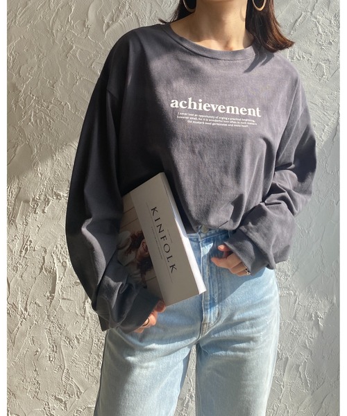 She's Closet(シーズクローゼット)の「ビッグシルエット長袖プルオーバーシンプルロゴロンT(Tシャツ/カットソー・レディース・グリーン/ホワイト×レッド/ホワイト×グリーン/スミクロ・FREE)」の7枚目の写真