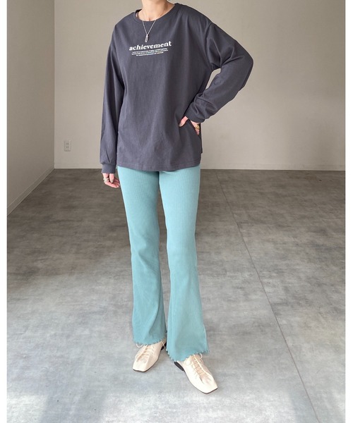 She's Closet(シーズクローゼット)の「ビッグシルエット長袖プルオーバーシンプルロゴロンT(Tシャツ/カットソー・レディース・グリーン/ホワイト×レッド/ホワイト×グリーン/スミクロ・FREE)」の10枚目の写真