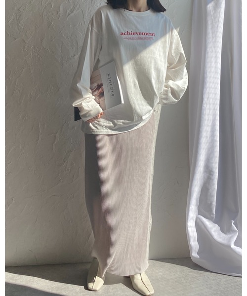 She's Closet(シーズクローゼット)の「ビッグシルエット長袖プルオーバーシンプルロゴロンT(Tシャツ/カットソー・レディース・グリーン/ホワイト×レッド/ホワイト×グリーン/スミクロ・FREE)」の14枚目の写真