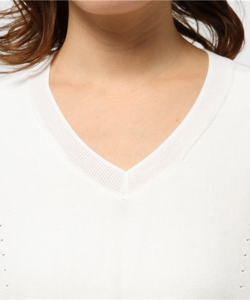 Abahouse Devinette（ドゥヴィネット）の「ﾄﾞﾙﾏﾝｽﾘｰﾌﾞVﾈｯｸﾌﾟﾙｵｰﾊﾞｰ（ニット/セーター・レディース・オフホワイト/ライトグレー/レッド・FREE）」の7枚目の写真