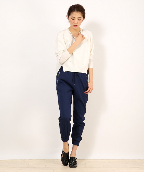 Abahouse Devinette（ドゥヴィネット）の「ﾄﾞﾙﾏﾝｽﾘｰﾌﾞVﾈｯｸﾌﾟﾙｵｰﾊﾞｰ（ニット/セーター・レディース・オフホワイト/ライトグレー/レッド・FREE）」の16枚目の写真