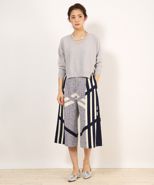 Abahouse Devinette（ドゥヴィネット）の「ﾄﾞﾙﾏﾝｽﾘｰﾌﾞVﾈｯｸﾌﾟﾙｵｰﾊﾞｰ（ニット/セーター・レディース・オフホワイト/ライトグレー/レッド・FREE）」の9枚目の写真