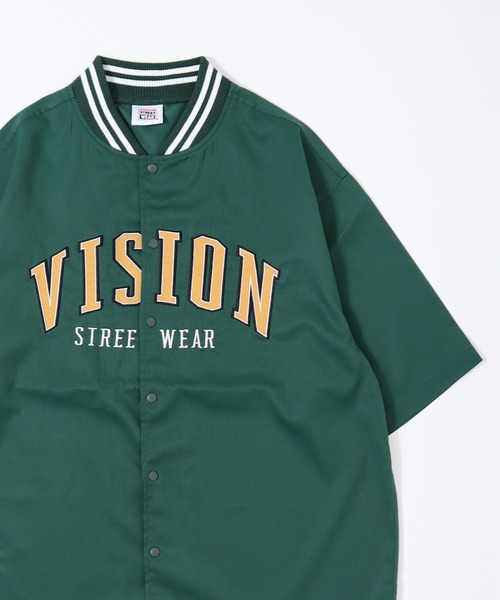 VISION STREET WEAR(ヴィジョンストリートウェア)の「【VISION STREET WEAR】ベースボールシャツ / カレッジワッペンスタジャン(シャツ/ブラウス・レディース・グリーン系2/ネイビー系2/ネイビー系1/イエロー系1/ホワイト系2/ホワイト系1/グリーン系1・LARGE/X-LARGE/MEDIUM)」の5枚目の写真