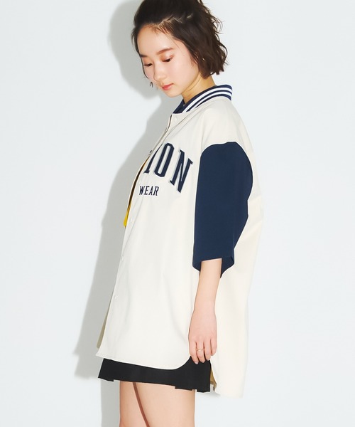 VISION STREET WEAR(ヴィジョンストリートウェア)の「【VISION STREET WEAR】ベースボールシャツ / カレッジワッペンスタジャン(シャツ/ブラウス・レディース・グリーン系2/ネイビー系2/ネイビー系1/イエロー系1/ホワイト系2/ホワイト系1/グリーン系1・LARGE/X-LARGE/MEDIUM)」の11枚目の写真