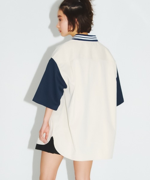 VISION STREET WEAR(ヴィジョンストリートウェア)の「【VISION STREET WEAR】ベースボールシャツ / カレッジワッペンスタジャン(シャツ/ブラウス・レディース・グリーン系2/ネイビー系2/ネイビー系1/イエロー系1/ホワイト系2/ホワイト系1/グリーン系1・LARGE/X-LARGE/MEDIUM)」の12枚目の写真