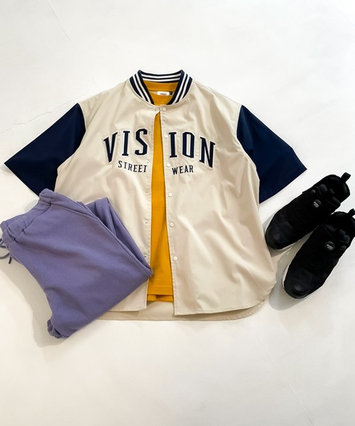 VISION STREET WEAR(ヴィジョンストリートウェア)の「【VISION STREET WEAR】ベースボールシャツ / カレッジワッペンスタジャン(シャツ/ブラウス・レディース・グリーン系2/ネイビー系2/ネイビー系1/イエロー系1/ホワイト系2/ホワイト系1/グリーン系1・LARGE/X-LARGE/MEDIUM)」の20枚目の写真