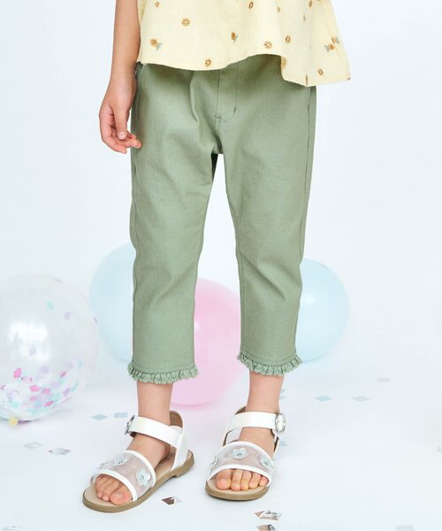 apres les cours（アプレレクール）の「裾レースパンツ 8分丈（その他パンツ・キッズ・インディゴブルー/カーキ/アイボリー/ピンク/パープル・100/110/130/90/140/120/80）」の3枚目の写真