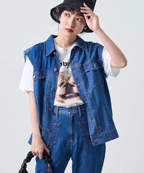 FREAK'S STORE（フリークスストア）の「CIMARRON JEANS × FREAK'S STORE/シマロンジーンズ 別注デニムフリンジベスト（ベスト・レディース・サックスブルー・ﾌﾘ-）」の6枚目の写真