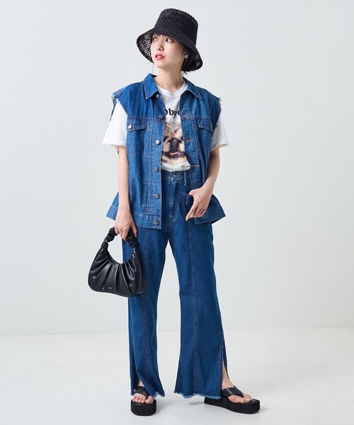 FREAK'S STORE（フリークスストア）の「CIMARRON JEANS × FREAK'S STORE/シマロンジーンズ 別注デニムフリンジベスト（ベスト・レディース・サックスブルー・ﾌﾘ-）」の21枚目の写真