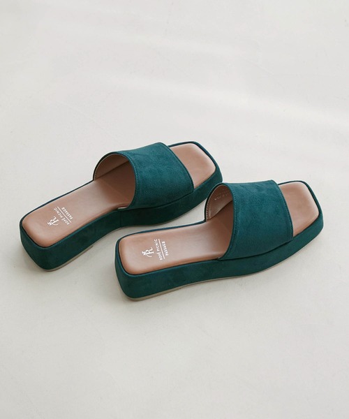 ROPE' PICNIC（ロペピクニック）の「スクエアトゥプラットフォームカップソールミュール（サンダル・レディース・キナリ/ダークグリーン/ブラック・22.5cm/24.5cm/23.5cm）」の3枚目の写真