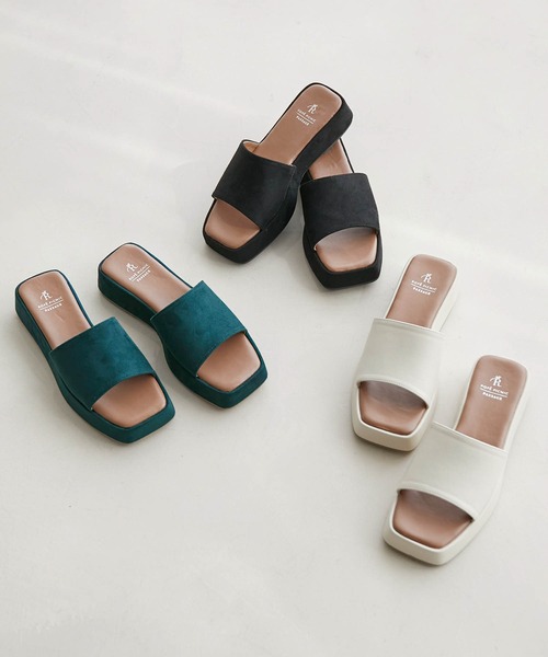 ROPE' PICNIC（ロペピクニック）の「スクエアトゥプラットフォームカップソールミュール（サンダル・レディース・キナリ/ダークグリーン/ブラック・22.5cm/24.5cm/23.5cm）」の12枚目の写真