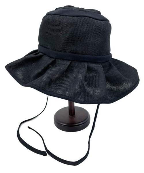 polcadot（ポルカドット）の「フェイクリネン ギャザーハット（ハット・レディース・ブラック/ベージュ/ブラウン/アイボリー・FREE）」の2枚目の写真