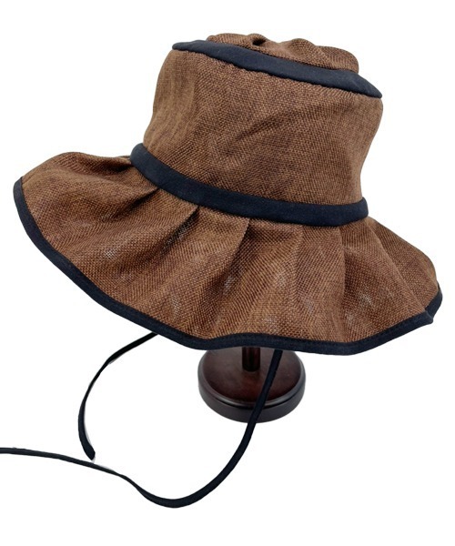 polcadot（ポルカドット）の「フェイクリネン ギャザーハット（ハット・レディース・ブラック/ベージュ/ブラウン/アイボリー・FREE）」の6枚目の写真