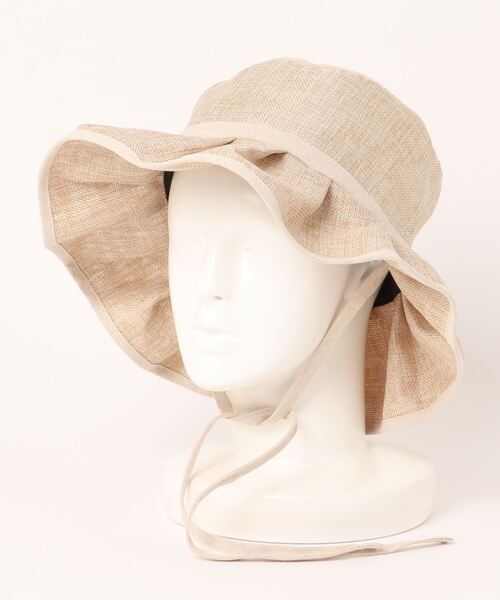 polcadot（ポルカドット）の「フェイクリネン ギャザーハット（ハット・レディース・ブラック/ベージュ/ブラウン/アイボリー・FREE）」の9枚目の写真