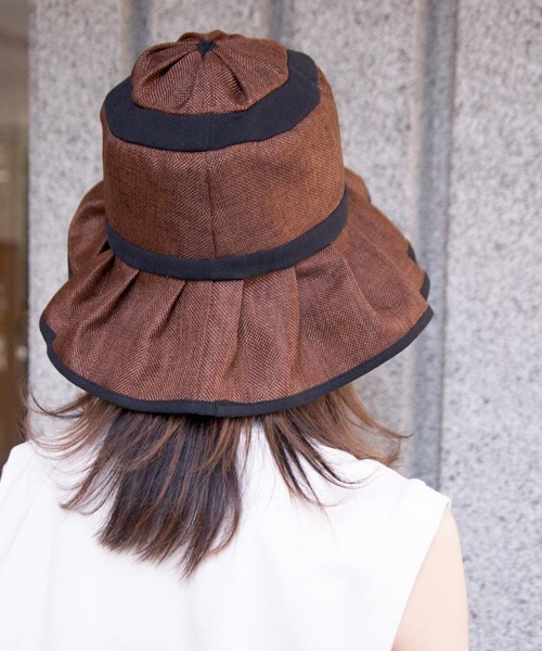 polcadot（ポルカドット）の「フェイクリネン ギャザーハット（ハット・レディース・ブラック/ベージュ/ブラウン/アイボリー・FREE）」の8枚目の写真