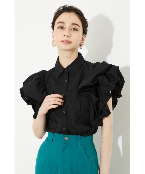 rienda（リエンダ）の「ソリッドボリュームスリーブシャツトップス（シャツ/ブラウス・レディース・ライトピンク/アイボリー/ブルー/ブラック・FREE）」の3枚目の写真