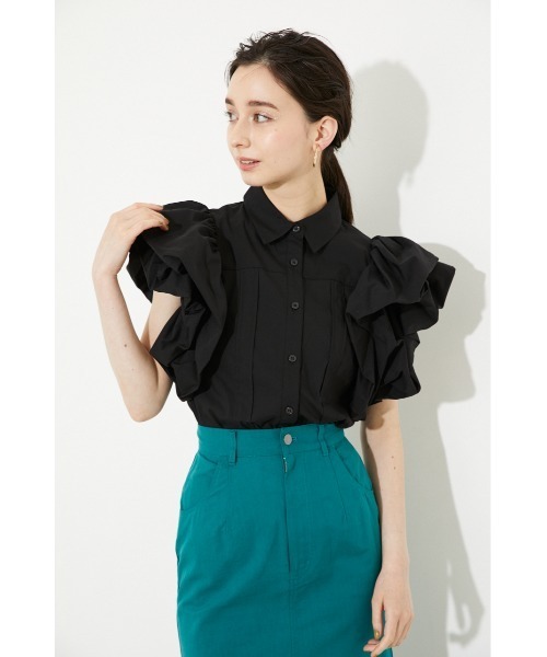 rienda（リエンダ）の「ソリッドボリュームスリーブシャツトップス（シャツ/ブラウス・レディース・ライトピンク/アイボリー/ブルー/ブラック・FREE）」の6枚目の写真