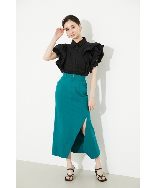 rienda（リエンダ）の「ソリッドボリュームスリーブシャツトップス（シャツ/ブラウス・レディース・ライトピンク/アイボリー/ブルー/ブラック・FREE）」の8枚目の写真