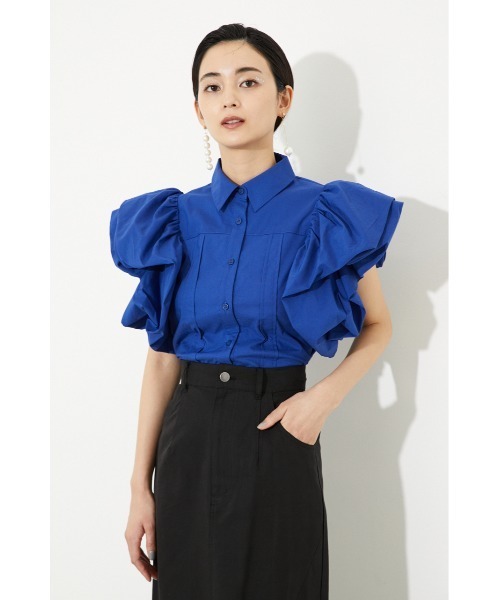 rienda（リエンダ）の「ソリッドボリュームスリーブシャツトップス（シャツ/ブラウス・レディース・ライトピンク/アイボリー/ブルー/ブラック・FREE）」の11枚目の写真