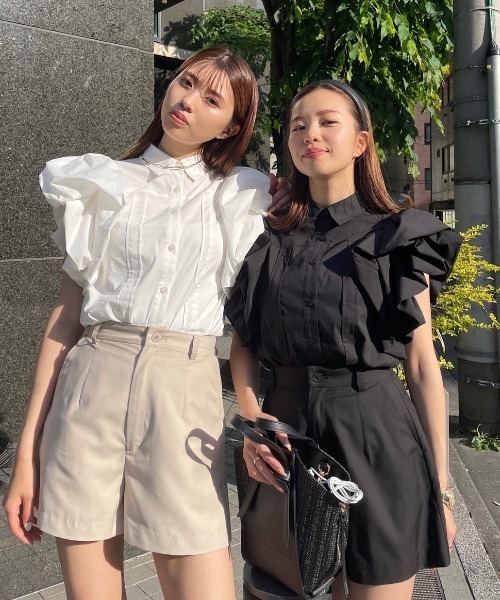 rienda（リエンダ）の「ソリッドボリュームスリーブシャツトップス（シャツ/ブラウス・レディース・ライトピンク/アイボリー/ブルー/ブラック・FREE）」の5枚目の写真