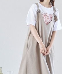 ベルトストラップフレアロングワンピース