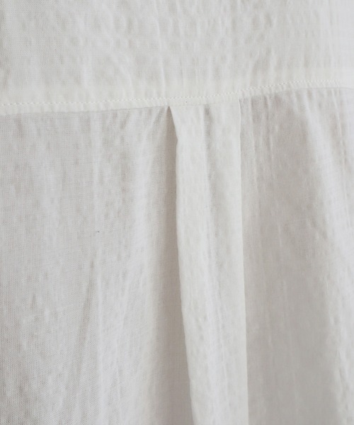 Green　Parks（グリーンパークス）の「バンドカラー半袖シャツワンピース（ワンピース・レディース・ホワイト/サックスブルー/ストライプ/チェック・FREE）」の11枚目の写真