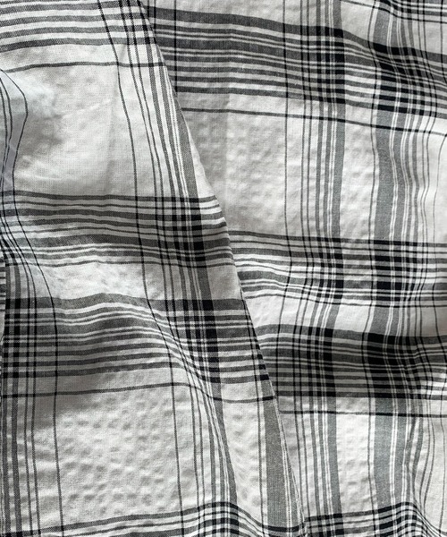 Green　Parks（グリーンパークス）の「バンドカラー半袖シャツワンピース（ワンピース・レディース・ホワイト/サックスブルー/ストライプ/チェック・FREE）」の8枚目の写真