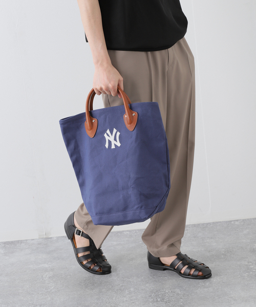 INFIELDER DESIGN（インフィールダーデザイン）の「【INFIELDER DESIGN/インフィールダーデザイン】MLB レザー ハンドル トートバック（トートバッグ・メンズ・アイボリー/ネイビー・FREE）」の3枚目の写真