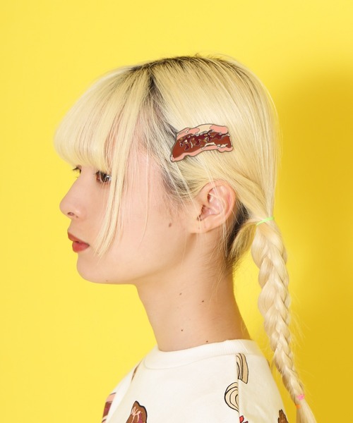 新品　フリンジ付ヘアクリップ　2個組　黄色　編み込み風　バレッタ　ヘアアクセ フードヘアクリップ（バレッタ/ヘアクリップ）｜PUNYUS（プニュズ）の