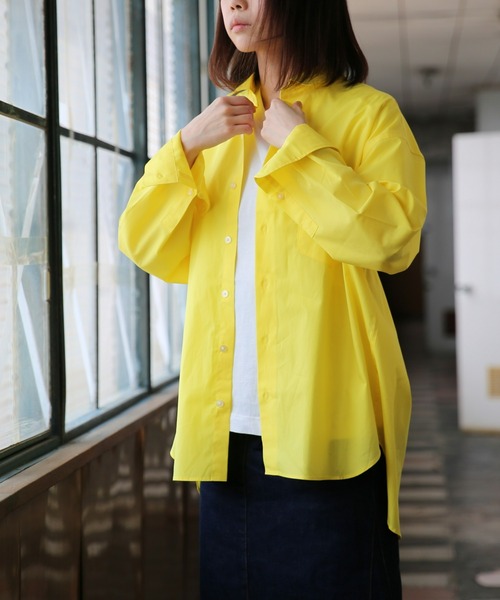 BRICK & SONS（ブリックアンドサンズ）の「リラックスバックプリーツシャツ＜レモンイエロー＞（シャツ/ブラウス・メンズ・レモンイエロー・LL/S/M/L）」の4枚目の写真