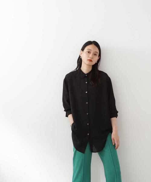 N.（N. Natural Beauty Basic）（エヌエヌナチュラルビューティーベーシック）の「◆ワイドカフスギンガムチェックシアーシャツ（シャツ/ブラウス・レディース・ブラック系その他/イエロー系その他・MEDIUM）」の18枚目の写真