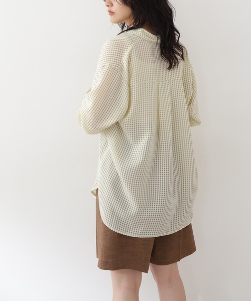 N.（N. Natural Beauty Basic）（エヌエヌナチュラルビューティーベーシック）の「◆ワイドカフスギンガムチェックシアーシャツ（シャツ/ブラウス・レディース・ブラック系その他/イエロー系その他・MEDIUM）」の7枚目の写真