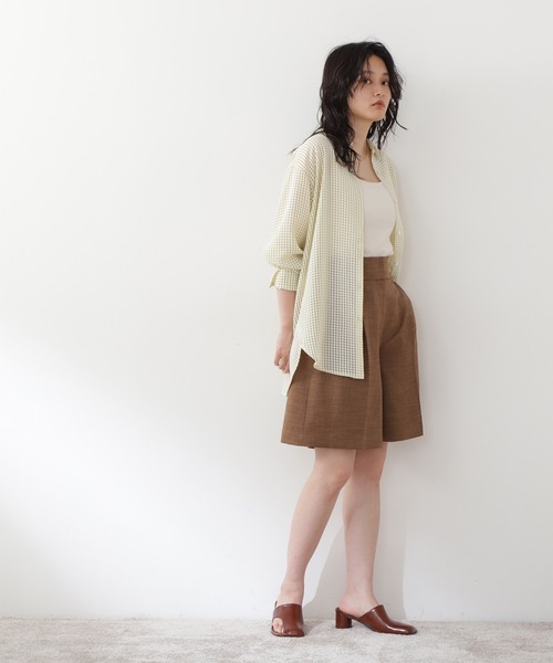 N.（N. Natural Beauty Basic）（エヌエヌナチュラルビューティーベーシック）の「◆ワイドカフスギンガムチェックシアーシャツ（シャツ/ブラウス・レディース・ブラック系その他/イエロー系その他・MEDIUM）」の8枚目の写真