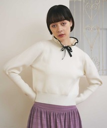 ribbon high neck knit/ハイネックニットトップス