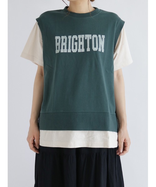 Samansa Mos2（サマンサ モスモス）の「レイヤード風Tシャツ（Tシャツ/カットソー・レディース・ベージュ/ネイビー/グリーン・ﾌﾘ-）」の16枚目の写真