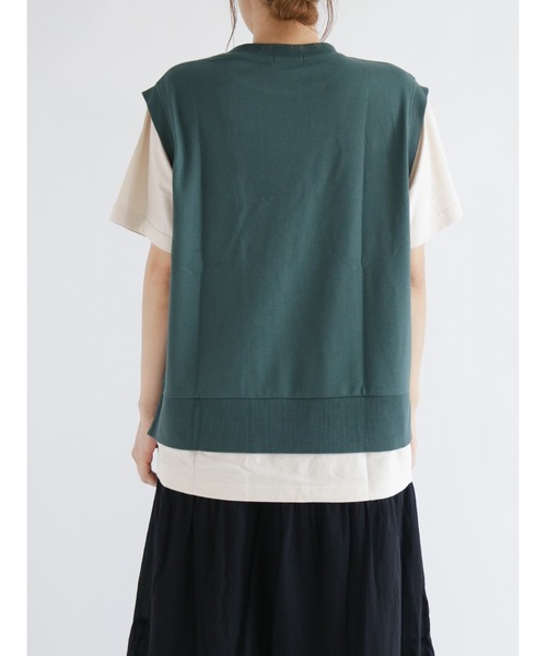Samansa Mos2（サマンサ モスモス）の「レイヤード風Tシャツ（Tシャツ/カットソー・レディース・ベージュ/ネイビー/グリーン・ﾌﾘ-）」の18枚目の写真