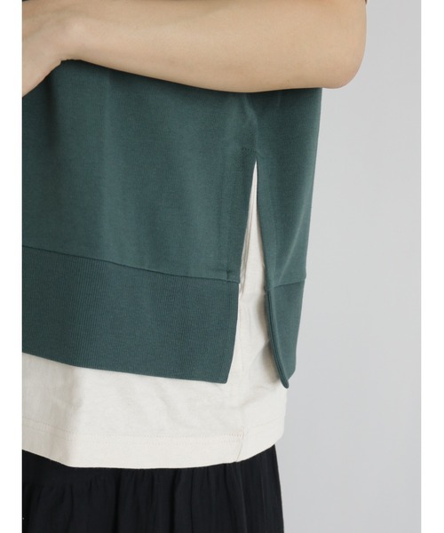 Samansa Mos2（サマンサ モスモス）の「レイヤード風Tシャツ（Tシャツ/カットソー・レディース・ベージュ/ネイビー/グリーン・ﾌﾘ-）」の22枚目の写真