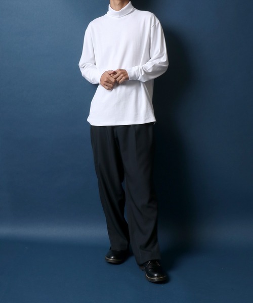 ANPAS（アンパス）の「Ponte Fabric Turtleneck Shirt/エコポンチ タートルネックシャツ ハイネックシャツ モックネックシャツ（Tシャツ/カットソー・メンズ・ホワイト/ライトグレー/ブラック/スミクロ/グレイッシュベージュ・M/L）」の11枚目の写真