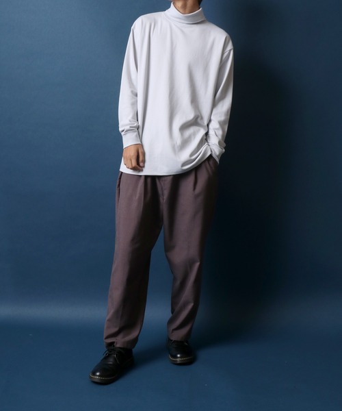 ANPAS（アンパス）の「Ponte Fabric Turtleneck Shirt/エコポンチ タートルネックシャツ ハイネックシャツ モックネックシャツ（Tシャツ/カットソー・メンズ・ホワイト/ライトグレー/ブラック/スミクロ/グレイッシュベージュ・M/L）」の14枚目の写真