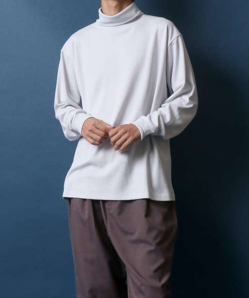ANPAS（アンパス）の「Ponte Fabric Turtleneck Shirt/エコポンチ タートルネックシャツ ハイネックシャツ モックネックシャツ（Tシャツ/カットソー・メンズ・ホワイト/ライトグレー/ブラック/スミクロ/グレイッシュベージュ・M/L）」の16枚目の写真