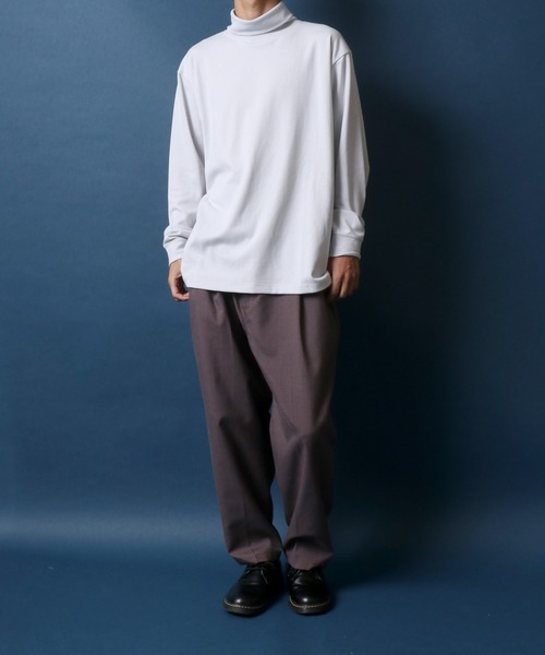 ANPAS（アンパス）の「Ponte Fabric Turtleneck Shirt/エコポンチ タートルネックシャツ ハイネックシャツ モックネックシャツ（Tシャツ/カットソー・メンズ・ホワイト/ライトグレー/ブラック/スミクロ/グレイッシュベージュ・M/L）」の13枚目の写真