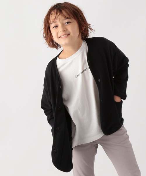 GLOBAL WORK(グローバルワーク)の「スナップボタンカットカーデ/295077(カーディガン/ボレロ・キッズ・ブラック/オフホワイト・110cm/140cm/150cm/100cm/120cm/130cm/160cm)」の6枚目の写真