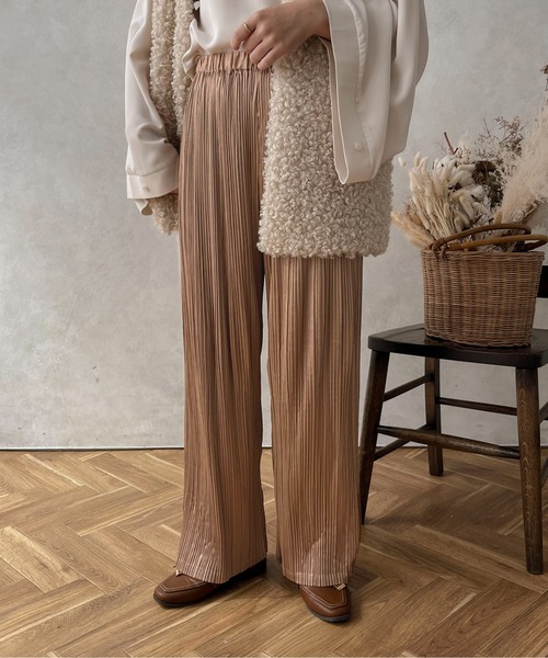 apres jour clair（アプレジュールクレア）の「【apres jour clair】プリーツパンツ【ZOZOTOWN限定アイテム】（その他パンツ・レディース・ダークブラウン/ライトベージュ/ライトブラウン・X-LARGE/フリー）」の3枚目の写真