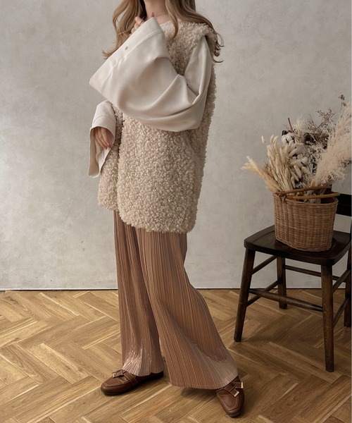 apres jour clair（アプレジュールクレア）の「【apres jour clair】プリーツパンツ【ZOZOTOWN限定アイテム】（その他パンツ・レディース・ダークブラウン/ライトベージュ/ライトブラウン・X-LARGE/フリー）」の8枚目の写真