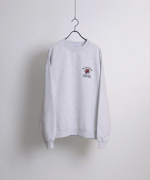 Confirm（コンファーム）の「ルーズシルエット フロント刺繍 / ワンポイント刺繍ロゴ プルオーバースウェット【Confirm】（スウェット・メンズ・グリーン系その他2/グレー系その他4/ブラック系その他3/パープル系その他4/ブラック系その他/パープル/ブラック系その他4/杢グレー/ブラック系その他2/グレー系その他/グレー系その他2/ブルー系その他3/チャコールグレー/グリーン系その他/ホワイト系その他3・L/M）」の22枚目の写真