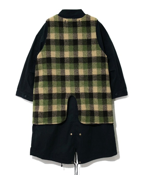 CUBE SUGAR（キューブシュガー）の「CUBE SUGAR/キューブシュガー　綿ナイロン4wayチェックボアライナー付モッズコート（モッズコート・レディース・キャメル/ブラック・FREE）」の7枚目の写真