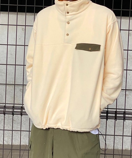 kutir（クティール）の「ビックシルエットスナッププルオーバーフリース（スウェット・メンズ・オフホワイト/ブラック/チャコールグレー・MEDIUM/LARGE）」の8枚目の写真
