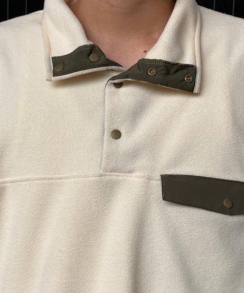 kutir（クティール）の「ビックシルエットスナッププルオーバーフリース（スウェット・メンズ・オフホワイト/ブラック/チャコールグレー・MEDIUM/LARGE）」の10枚目の写真