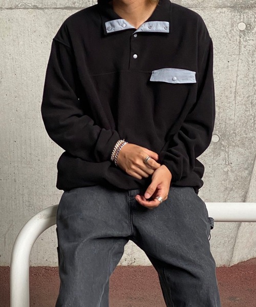 kutir（クティール）の「ビックシルエットスナッププルオーバーフリース（スウェット・メンズ・オフホワイト/ブラック/チャコールグレー・MEDIUM/LARGE）」の15枚目の写真